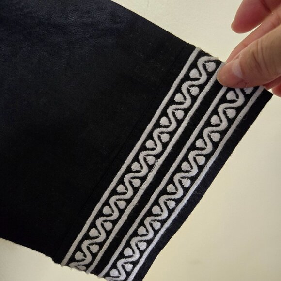 Talbots Embroidered Linen Cotton Tunic Black 3/4 Sleeve Size L - Picture 5 of 8